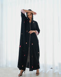 Summer Pop Abaya in black crepe