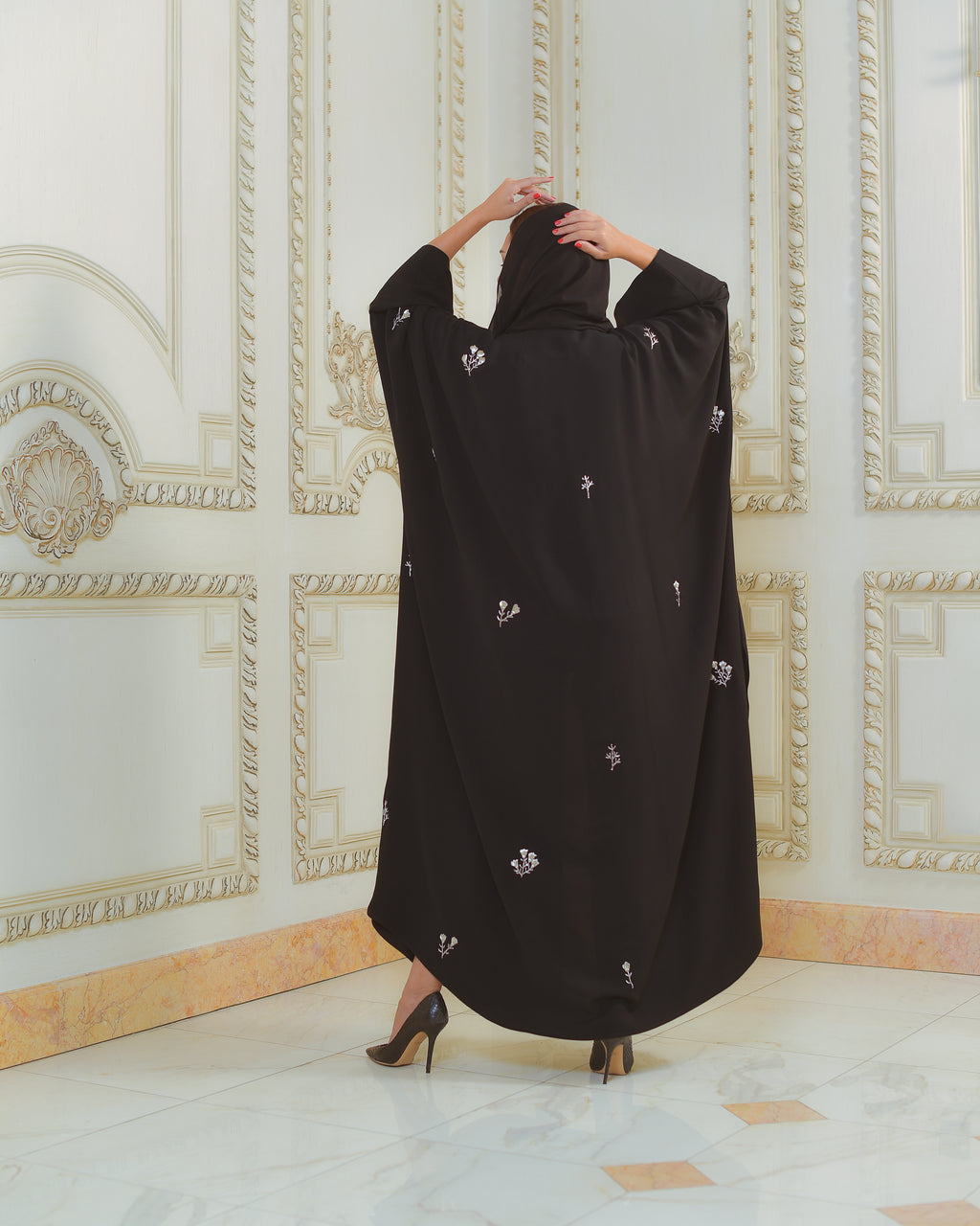 Wameed Abaya in black crepe