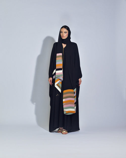 Lora Abaya in black crepe