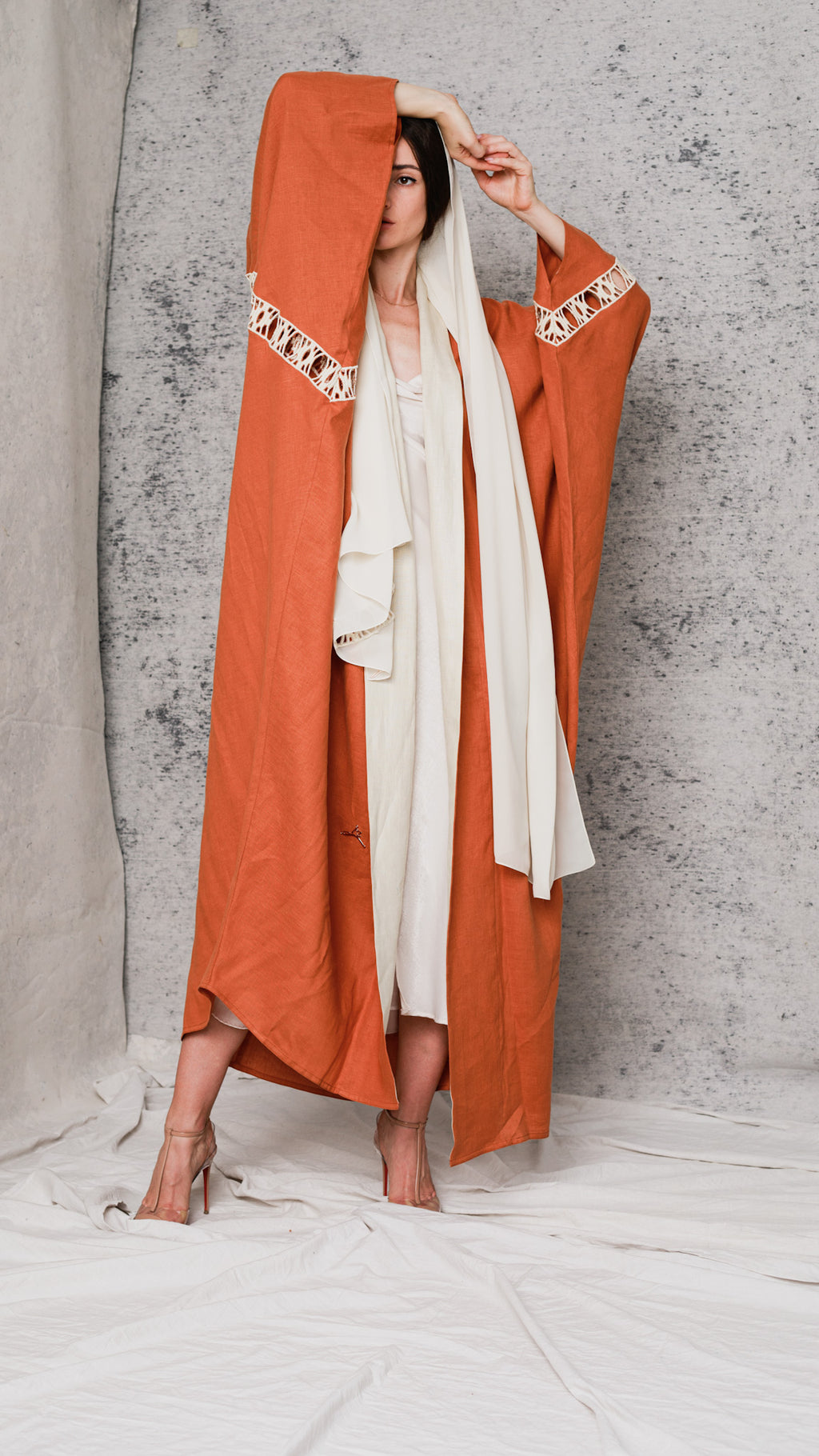 Rimal Abaya in orange chiffon